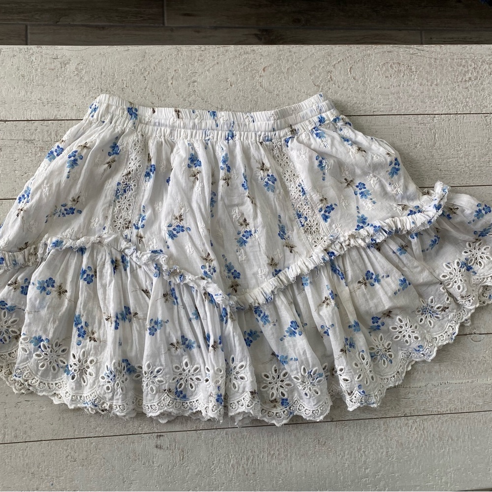 LoveShackFancy Becca Skirt Brilliant Blue Floral Sorority Cottage Core Romantic - Picture 3 of 12